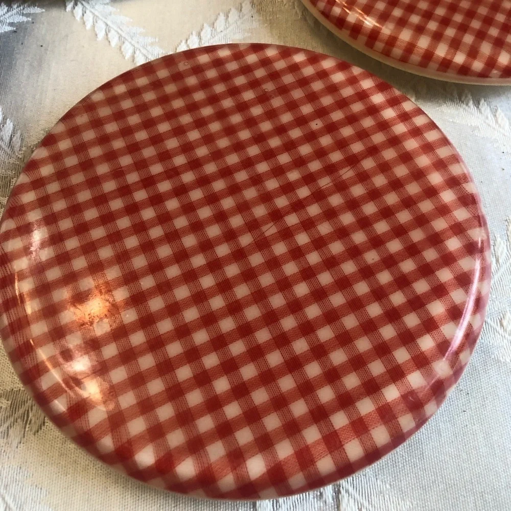 Great MC Trivets Hot Plates Gingham Check Red Yellow 2 Sizes Set of 3